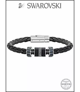 Жесткий браслет SWAROVSKI, кристаллы Swarovski, карбон, размер 18 см, размер S, черный