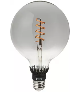 Лампа светодиодная ИКЕА РОЛЛЬСБУ серое прозрачное стекло, E27, 2.9 Вт, 1800 К