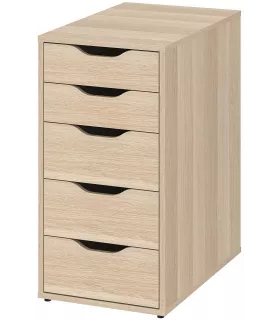 Тумба ИКЕА АЛЕКС 5 ящиков, ШхГхВ: 36х58х70 см, цвет: белая морилка/под дуб