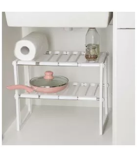 Полка под раковину раздвижная, 26x50(70)x38 см, цвет белый